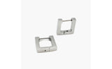 SG.607 // Surgical Steel one-touch square earring [Silver,Black], 2 pc