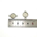 SG.513 // Surgical Steel Double Ring 10 mm Round Resin Pendant [Siver] , 1 pc