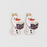 PD.2109 // Reading Book Snowman Pendant, 2 Pc / P-SS-0995