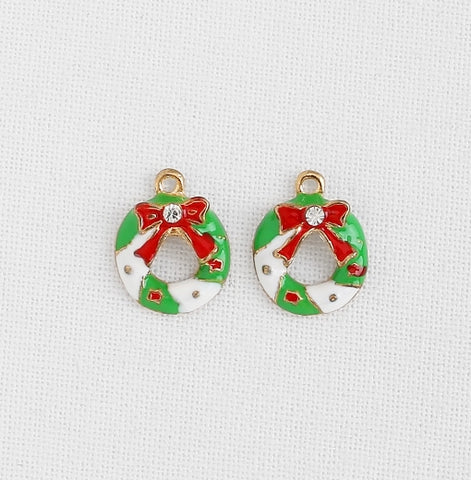 PD.2114 // Christmas wreath Pendant, 2 Pc / P-SS-1015