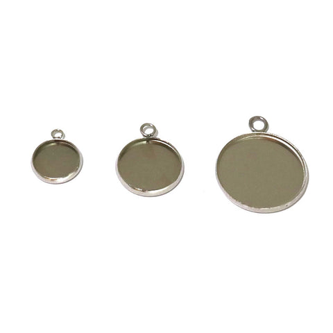 SG.514 // Surgical Steel 10,14,20 mm circular resin pendant [Siver], 1 pc