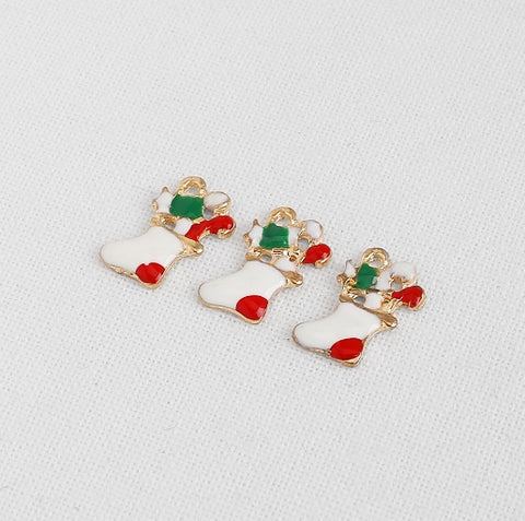 PD.2122 // Christmas White Socks Pendant, 2 Pc / P-SS-1055