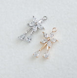 PD.2144 // Two Drops Cubig Flower Pendant, 1 Pc / [5-2251-04]