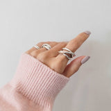 [ 925 Sterling silver ] Three-Line Twist Point Open Silver Ring