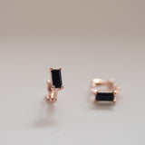 [ 925 Sterling silver ] Black Baguette One-Touch Earring