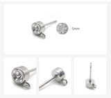 SG.608 // Surgical Steel Cubic Stone Ear Post Earrings [Silver], 2 pc