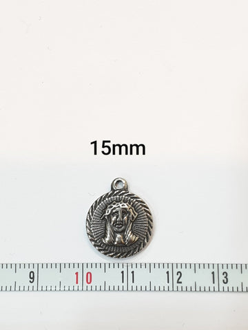 SG.131 // Surgical Steel Jesus Coin(15mm) Pendant , 2 Pc