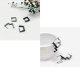 SG.607 // Surgical Steel one-touch square earring [Silver,Black], 2 pc