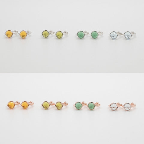 [ 925 Sterling silver ] Gemstone One-Touch Silver Earring