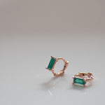 [ 925 Sterling silver ] Green Baguette One-Touch Earring