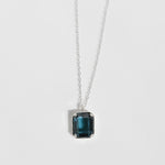 [ 925 Sterling silver ] Navy Square Pendant Silver Necklace