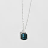 [ 925 Sterling silver ] Navy Square Pendant Silver Necklace