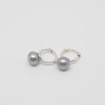 [ 925 Sterling silver ] Freshwater Black Pearl One Touch Silver Earring