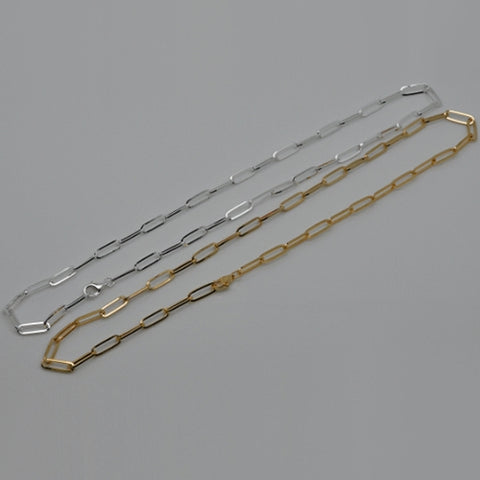 [ 925 Sterling silver ] Flat Oval Chain Silver Necklace