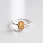 [ 925 Sterling silver ] Topaz Square Silver Ring