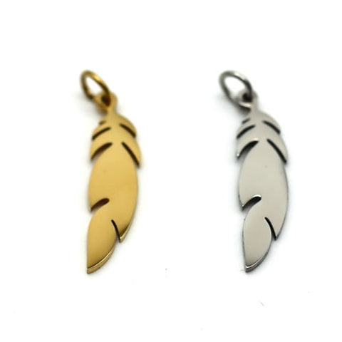 SG.501 // Surgical Steel Feather/Leaf Pendant, 1 pc