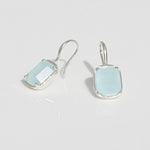 [ 925 Sterling silver ] Sky-Blue Square Hook Silver Earring