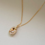 [ 925 Sterling silver ] Oval Concave Pendant Silver Necklace