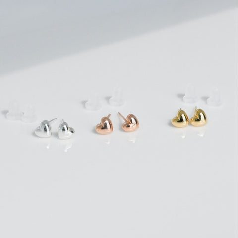 [ 925 Sterling silver ] Mini Chubby Heart Silver Earring