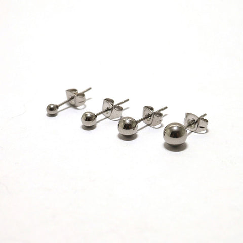 SG.594 // Surgical Steel Ball earring 3, 4, 5, 6 mm [Silver], 2 pc