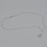 [ 925 Sterling silver ] Rose Quartz Pendant Fish Chain  Silver Necklace