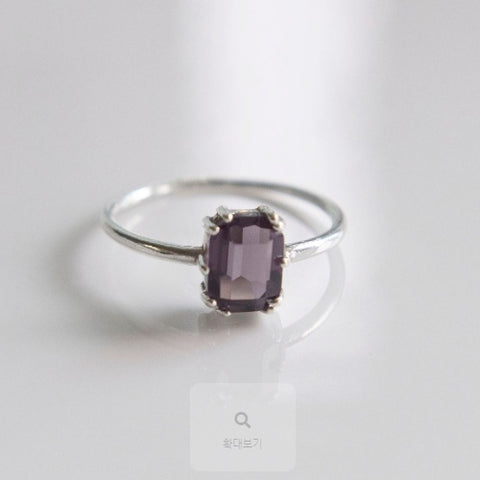 [ 925 Sterling silver ] Purple Square Silver Ring