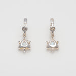 [ 925 Sterling silver ] Triangle Rainbow Moonstone One Touch Silver Earring