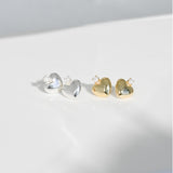 [ 925 Sterling silver ] Chubby Heart Mini Pearl Silver Earring