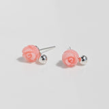 [ 925 Sterling silver ] Coral Rose Silver Earring