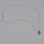 [ 925 Sterling silver ] Purple Pendant Fish Chain  Silver Necklace