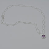 [ 925 Sterling silver ] Purple Pendant Fish Chain  Silver Necklace