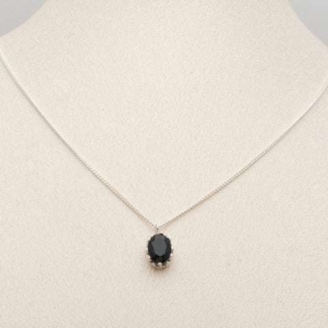 [ 925 Sterling silver ] Black Pendant Silver Necklace