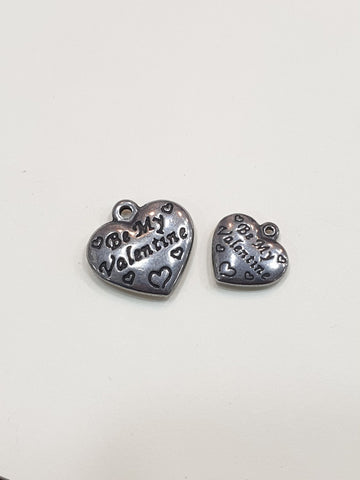 SG.070 // Surgical Steel "Be My Valentine" Heart Pendant , 2 Pc