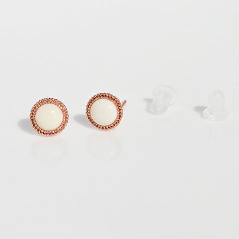 [ 925 Sterling silver ] White Rovet Stud Silver Earring