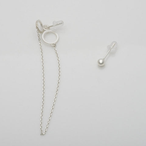 [ 925 Sterling silver ] Unbalance Chain Silver Earring