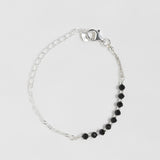 [ 925 Sterling silver ] Black Crystal Ball  Silver Bracelet