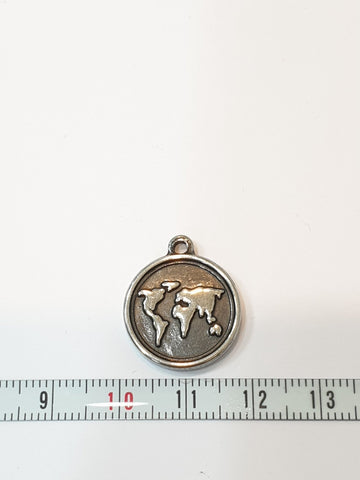 SG.118 // Surgical Steel Map Coin Pendant , 2 Pc