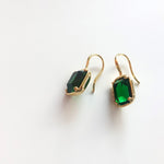 [ 925 Sterling silver ] Green Rectangle Hook  Earring