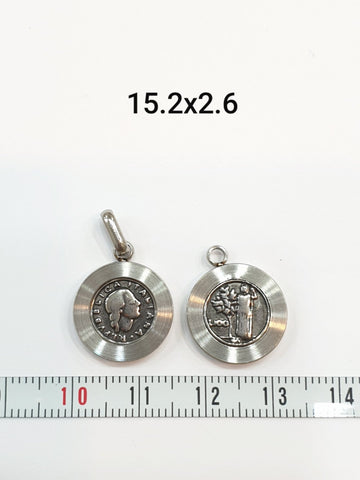 SG.112 // Surgical Steel Two Tone Coin(Italian) Pendant , 2 Pc