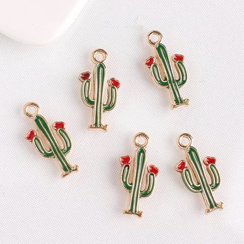 PD.1917 // Green Cactus Epoxy Pendant, 2 Pc