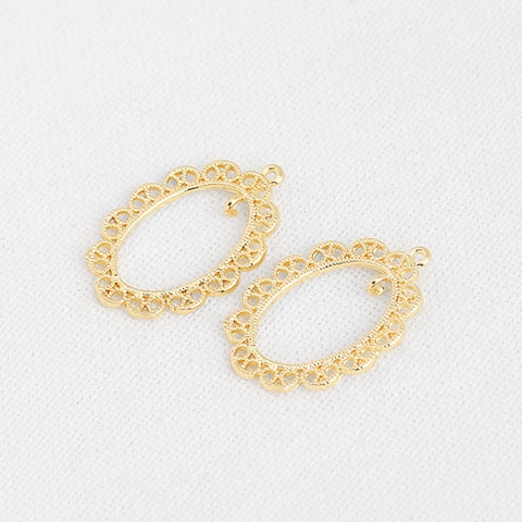 PD.2161 // Gold Line Oval Frame Pendant, 2 Pc / P-DQ-0248
