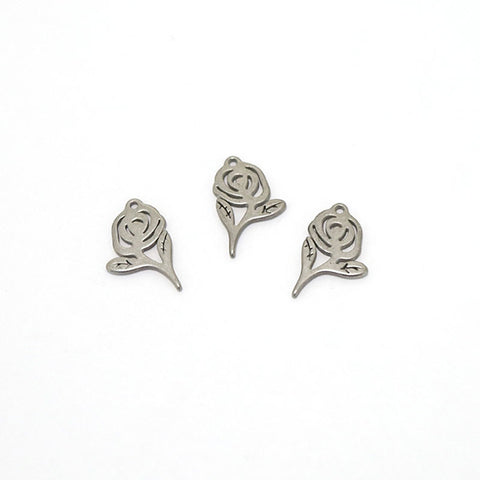 SG.545 // Surgical Steel Rose pendant [Siver], 1 pc