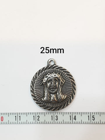 SG.129 // Surgical Steel Jesus Coin(25mm) Pendant , 2 Pc