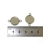 SG.516 // Surgical Steel double hook 14 mm round resin pendant [Siver], 1 pc