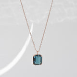 [ 925 Sterling silver ] Navy Square Pendant Silver Necklace