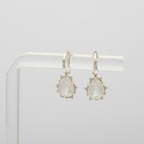 [ 925 Sterling silver ] Water Drop Rainbow Moonstone One Touch Silver Earring