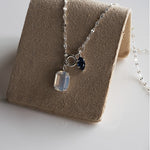 [ 925 Sterling silver ] Square White&Navy Pendant Silver Necklace