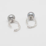 [ 925 Sterling silver ] Freshwater Black Pearl One Touch Silver Earring