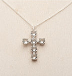 [ 925 Sterling silver ] Cubic Cross Pendant Silver Necklace