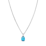 [ 925 Sterling silver ] Blue Water Drop Pendant Silver Necklace